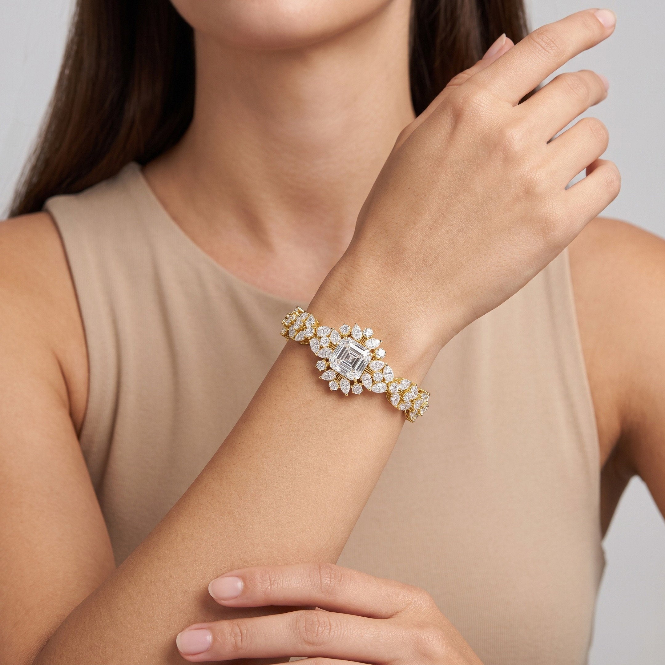Pear LG Diamond Bracelet on model