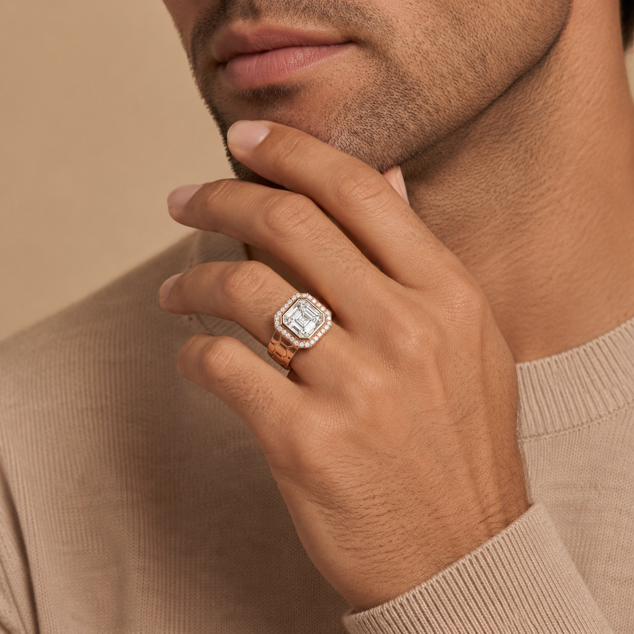 Asscher LG Diamond Ring