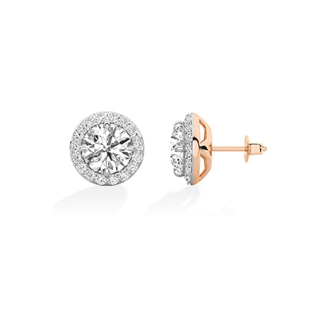 Round Lab-Grown Diamond Earrings 18K Gold - Rose Gold Other