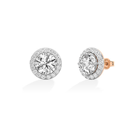 Round Lab-Grown Diamond Earrings 18K Gold - Rose Gold Other
