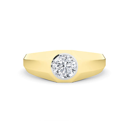 Round LG Diamond Ring in Yellow Gold - BH Diamond Center Antwerp