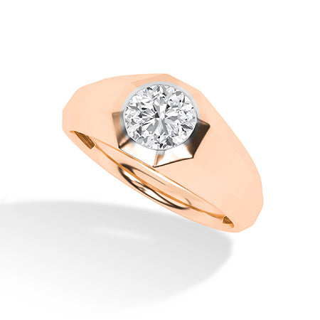 Round LG Diamond Ring in Yellow Gold - BH Diamond Center Antwerp