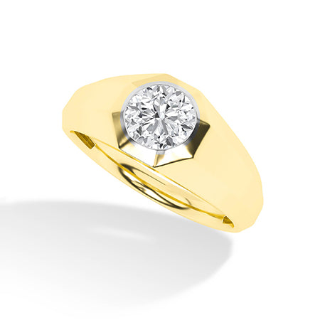 Round LG Diamond Ring in Yellow Gold - BH Diamond Center Antwerp
