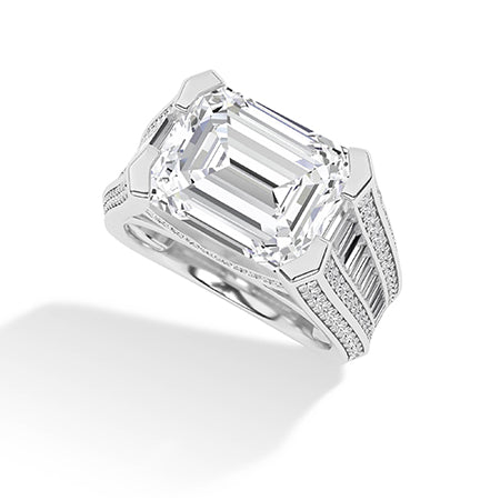 Round Lab-Grown Diamond Ring 18K Gold - White Gold 3D