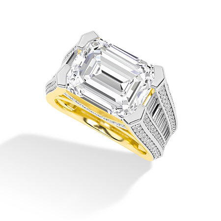 Round Lab-Grown Diamond Ring 18K Gold - Yellow Gold 3D