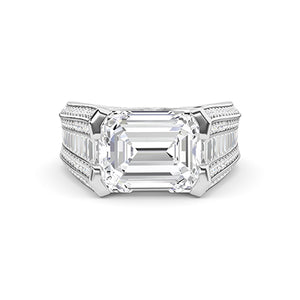 Round Lab-Grown Diamond Ring 18K Gold - White Gold Down
