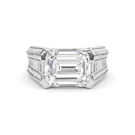 Round Lab-Grown Diamond Ring 18K Gold - White Gold Down
