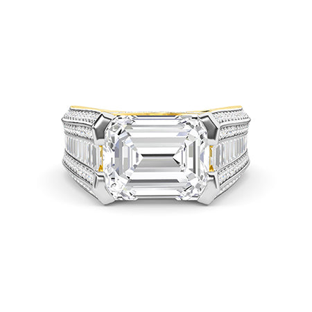 Round Lab-Grown Diamond Ring 18K Gold - Yellow Gold Down