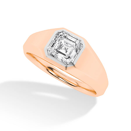 Asscher Lab-Grown Diamond Ring 18K Gold - Rose Gold 3D