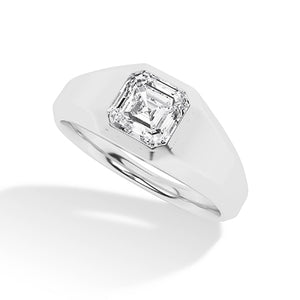 Asscher Lab-Grown Diamond Ring 18K Gold - White Gold 3D
