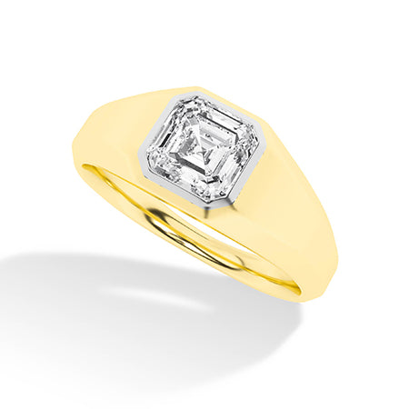 Asscher Lab-Grown Diamond Ring 18K Gold - Yellow Gold 3D