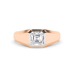 Asscher Lab-Grown Diamond Ring 18K Gold - Rose Gold Down