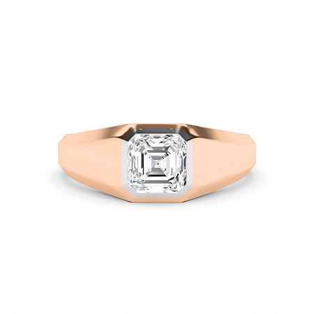 Asscher LG Diamond Ring in Rose Gold - BH Diamond Center Antwerp
