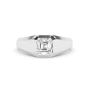 Asscher Lab-Grown Diamond Ring 18K Gold - White Gold Down