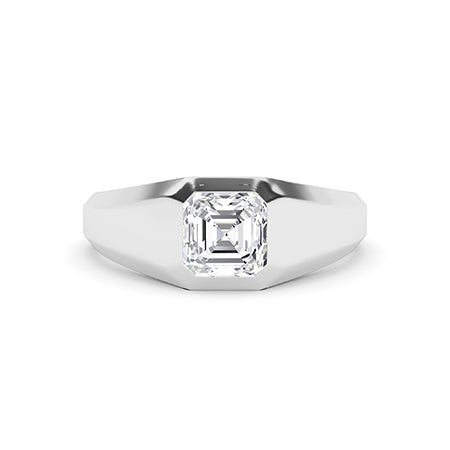 Asscher Lab-Grown Diamond Ring 18K Gold - White Gold Down
