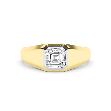 Asscher Lab-Grown Diamond Ring 18K Gold - Yellow Gold Down