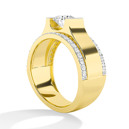 Round LG Diamond Ring in Yellow Gold - BH Diamond Center Antwerp