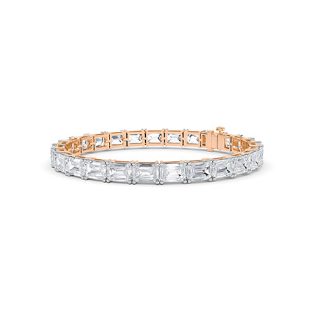 Emerald Lab-Grown Diamond Bracelet 18K Gold - Rose Gold 3D