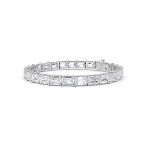 Emerald Lab-Grown Diamond Bracelet 18K Gold - White Gold 3D