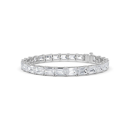 Emerald Lab-Grown Diamond Bracelet 18K Gold - White Gold 3D