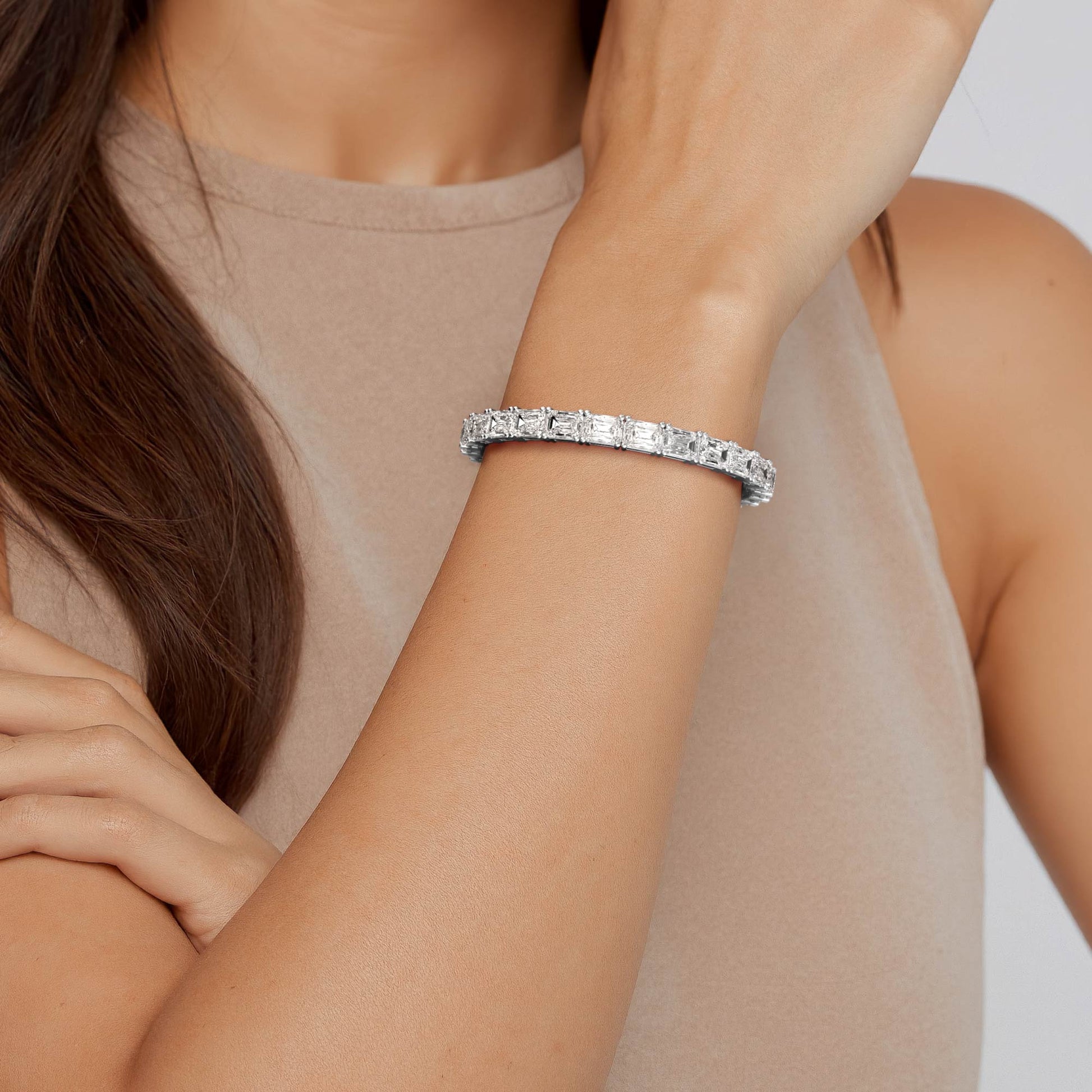Bracelet en diamant LG émeraude en or rose - BH Diamond Center Anvers