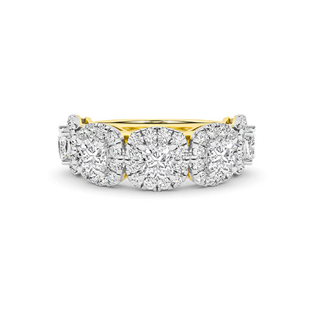 Round Lab-Grown Diamond Ring 18K Gold - Yellow Gold Down