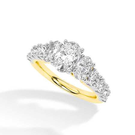 Bague en diamant LG ovale en or jaune - BH Diamond Center Anvers