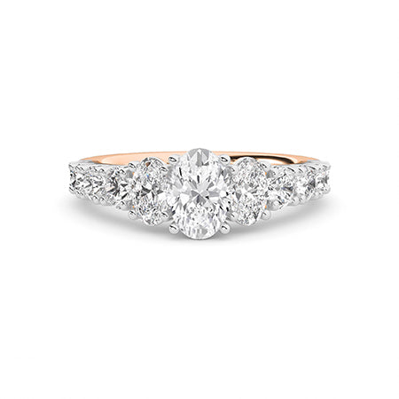 Bague en diamant LG ovale en or jaune - BH Diamond Center Anvers
