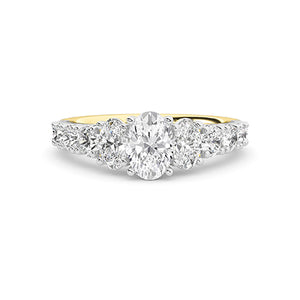 Bague en diamant LG ovale en or jaune - BH Diamond Center Anvers
