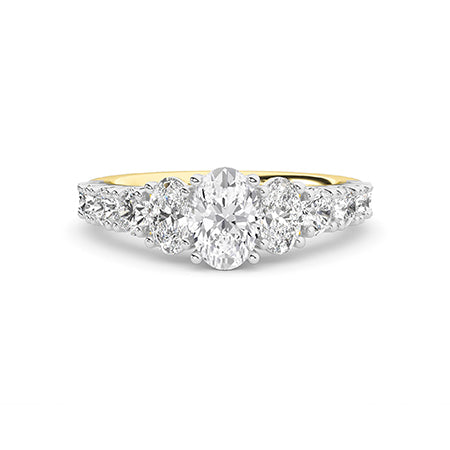 Bague en diamant LG ovale en or jaune - BH Diamond Center Anvers
