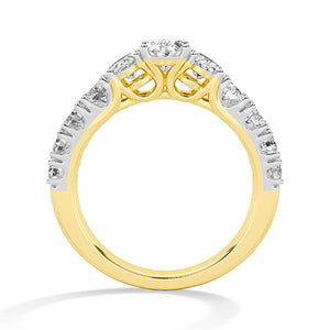 Bague en diamant LG ovale en or jaune - BH Diamond Center Anvers