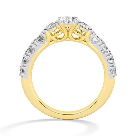 Bague en diamant LG ovale en or jaune - BH Diamond Center Anvers