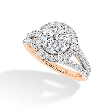 Bague en diamant LG ronde en or rose - BH Diamond Center Anvers