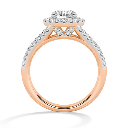 Bague en diamant LG ronde en or rose - BH Diamond Center Anvers