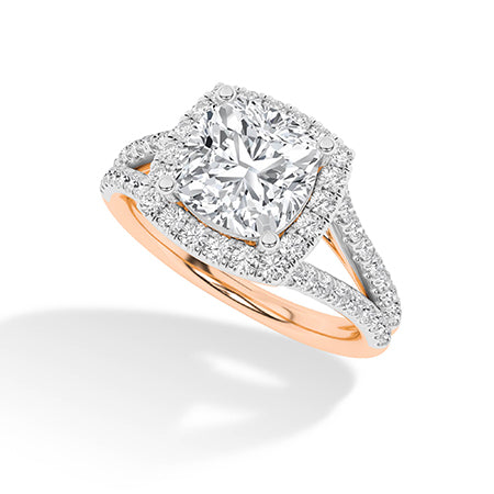 Cushion LG Diamond Ring in Yellow Gold - BH Diamond Center Antwerp