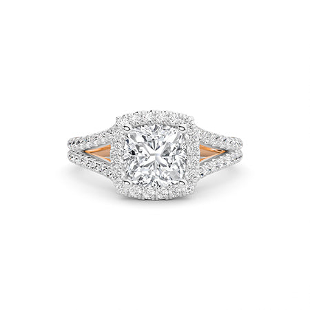 Cushion LG Diamond Ring in Yellow Gold - BH Diamond Center Antwerp