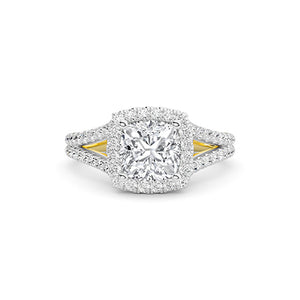 Cushion LG Diamond Ring in Yellow Gold - BH Diamond Center Antwerp