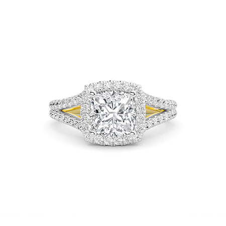 Cushion LG Diamond Ring in Yellow Gold - BH Diamond Center Antwerp