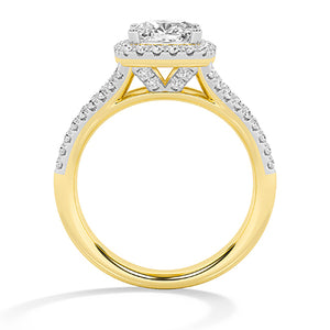 Cushion LG Diamond Ring in Yellow Gold - BH Diamond Center Antwerp