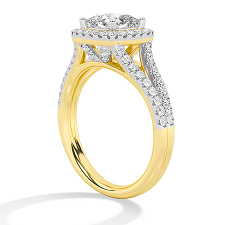 Cushion LG Diamond Ring in Yellow Gold - BH Diamond Center Antwerp