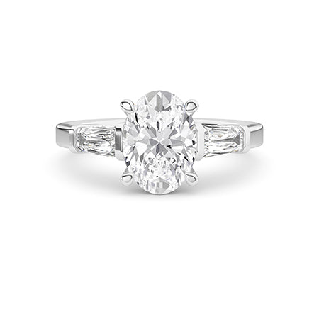 Bague en diamant LG ovale en or blanc - BH Diamond Center Anvers