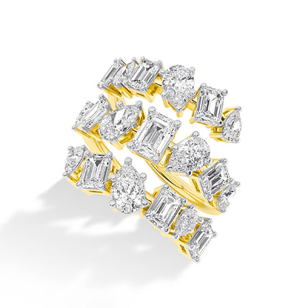 Emerald LG Diamond Ring in Yellow Gold - BH Diamond Center Antwerp