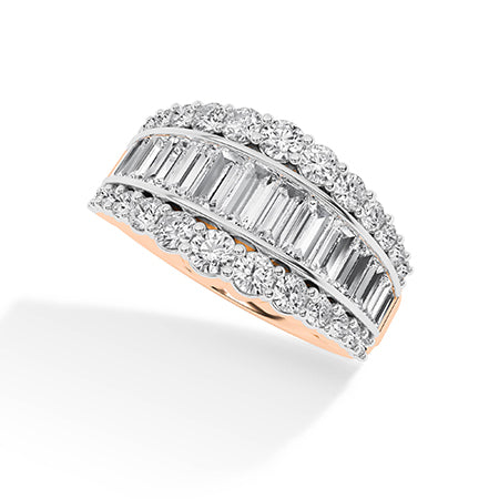Bague en diamant LG baguette en or rose - BH Diamond Center Anvers