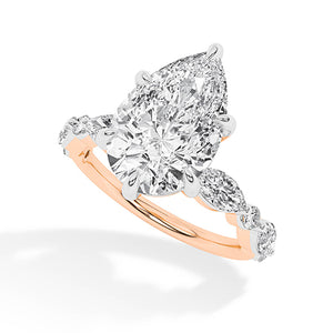 Bague en diamant LG poire en or jaune - BH Diamond Center Anvers