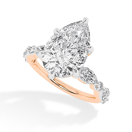 Bague en diamant LG poire en or jaune - BH Diamond Center Anvers