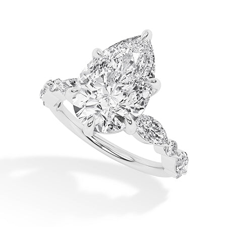 Bague en diamant LG poire en or jaune - BH Diamond Center Anvers