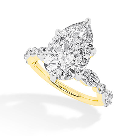 Bague en diamant LG poire en or jaune - BH Diamond Center Anvers