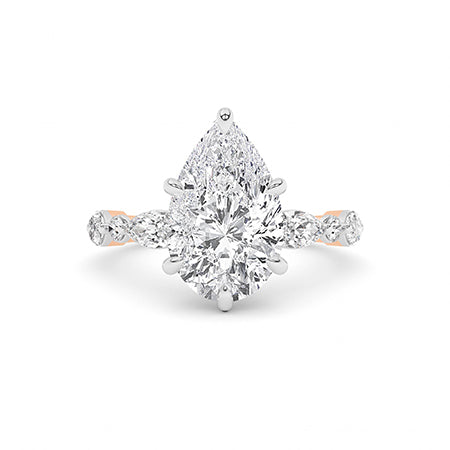 Bague en diamant LG poire en or jaune - BH Diamond Center Anvers
