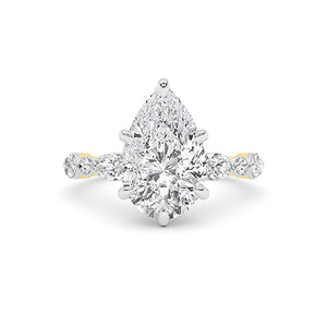 Bague en diamant LG poire en or jaune - BH Diamond Center Anvers
