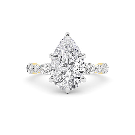 Pear LG Diamond Ring in Yellow Gold - BH Diamond Center Antwerp